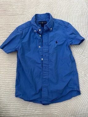 Ralph Lauren Boys Blue Short Sleeve Button-Down Shirt
